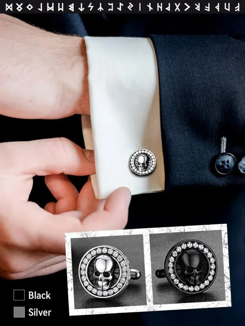 Viking-Inspired Stainless Steel Cufflinks & Shirt Studs Set - Perfect Gift!